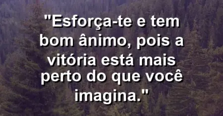 “Esforça-te e tem bom ânimo, pois a vitória está mais perto do que você imagina.”