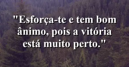 “Esforça-te e tem bom ânimo, pois a vitória está muito perto.”