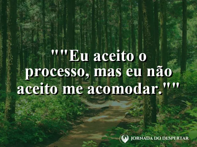 Frase motivacional para status: "Eu aceito o processo, mas eu não aceito me acomodar."
