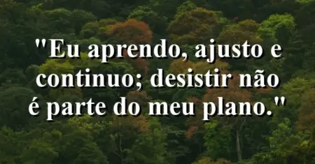 Eu aprendo, ajusto e continuo; desistir não é parte do meu plano.