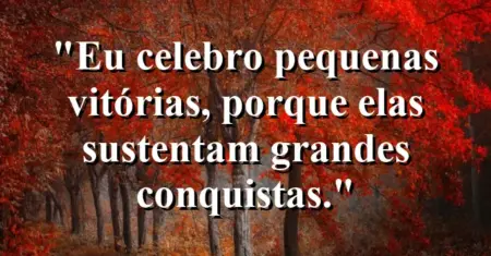 Eu celebro pequenas vitórias, porque elas sustentam grandes conquistas.