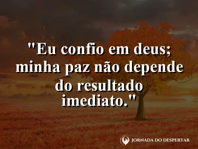 Imagem com a frase: Eu confio em Deus; minha paz não depende do resultado imediato.
