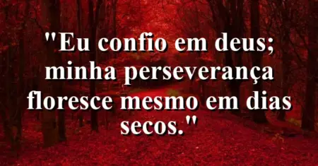 “Eu confio em Deus; minha perseverança floresce mesmo em dias secos.”