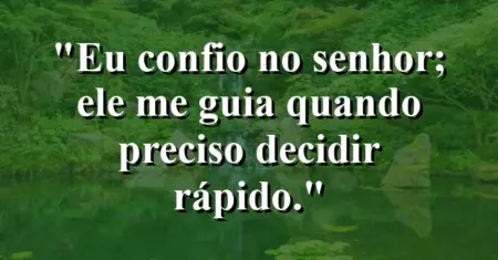 “Eu confio no Senhor; Ele me guia quando preciso decidir rápido.”