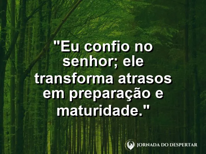 Imagem com a frase: Eu confio no Senhor; Ele transforma atrasos em preparação e maturidade.