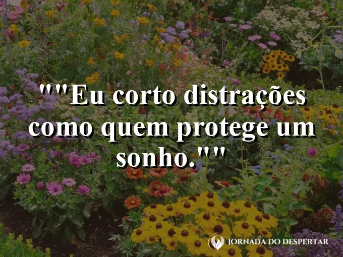 Frase para status: "Eu corto distrações como quem protege um sonho."