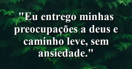 “Eu entrego minhas preocupações a Deus e caminho leve, sem ansiedade.”