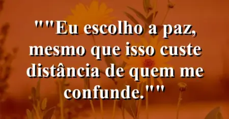 “Eu escolho a paz, mesmo que isso custe distância de quem me confunde.”