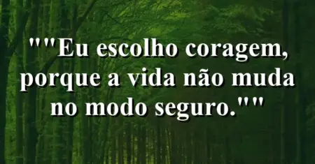 “Eu escolho coragem, porque a vida não muda no modo seguro.”
