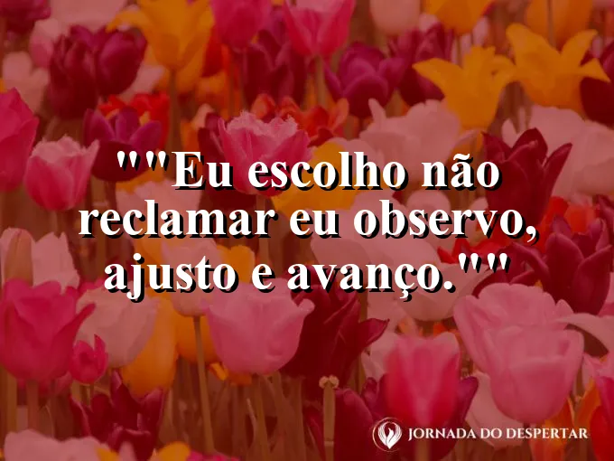 Frase para status: "Eu escolho não reclamar: eu observo, ajusto e avanço."