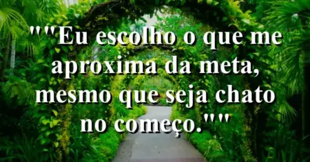 “Eu escolho o que me aproxima da meta, mesmo que seja chato no começo.”