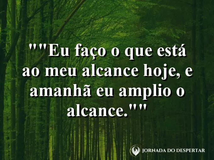 Frase para status: "Eu faço o que está ao meu alcance hoje, e amanhã eu amplio o alcance."