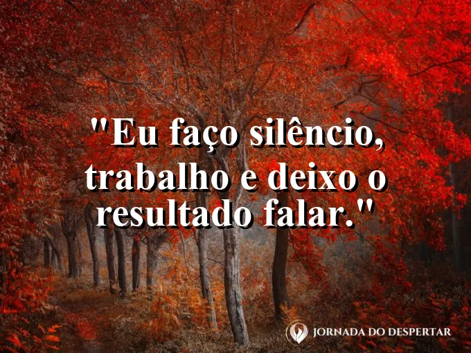 Frase para status: eu faço silêncio, trabalho e deixo o resultado falar.