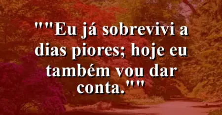 “Eu já sobrevivi a dias piores; hoje eu também vou dar conta.”