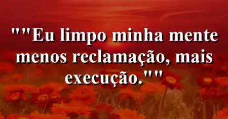 “Eu limpo minha mente: menos reclamação, mais execução.”
