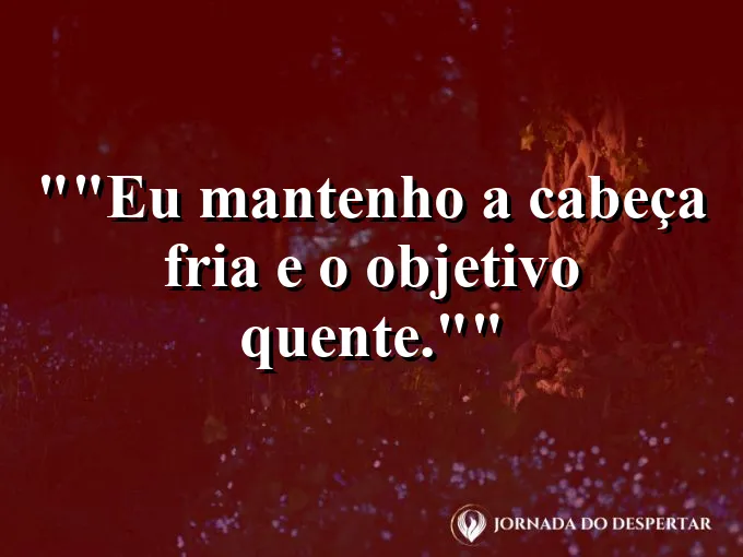 Frase motivacional para status: "Eu mantenho a cabeça fria e o objetivo quente."