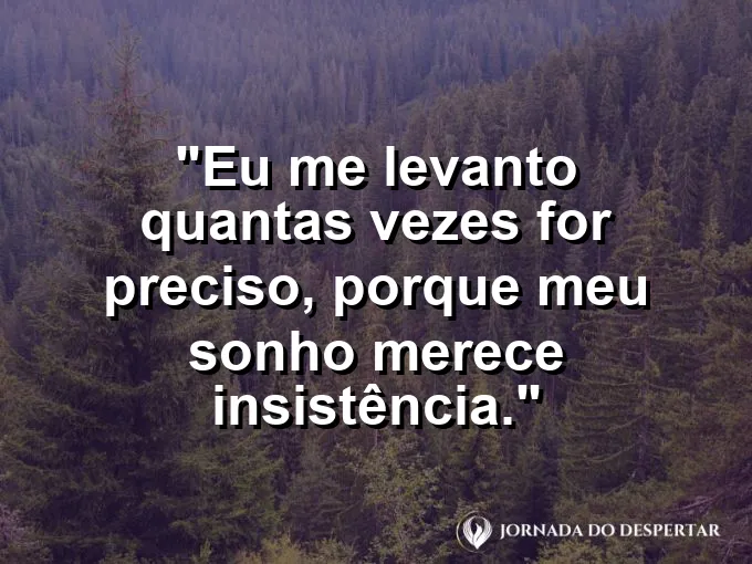 Frase motivacional para status: eu me levanto quantas vezes for preciso, porque meu sonho merece insistência.