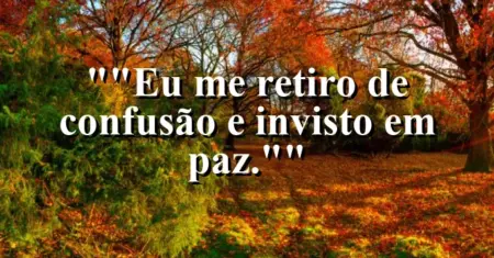“Eu me retiro de confusão e invisto em paz.”