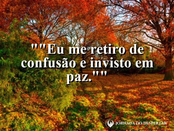Frase motivacional para status: "Eu me retiro de confusão e invisto em paz."