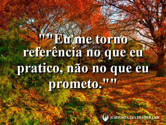 Frase para status: "Eu me torno referência no que eu pratico, não no que eu prometo."