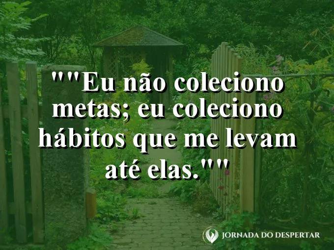 Frase para status: "Eu não coleciono metas; eu coleciono hábitos que me levam até elas."