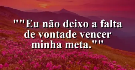 “Eu não deixo a falta de vontade vencer minha meta.”