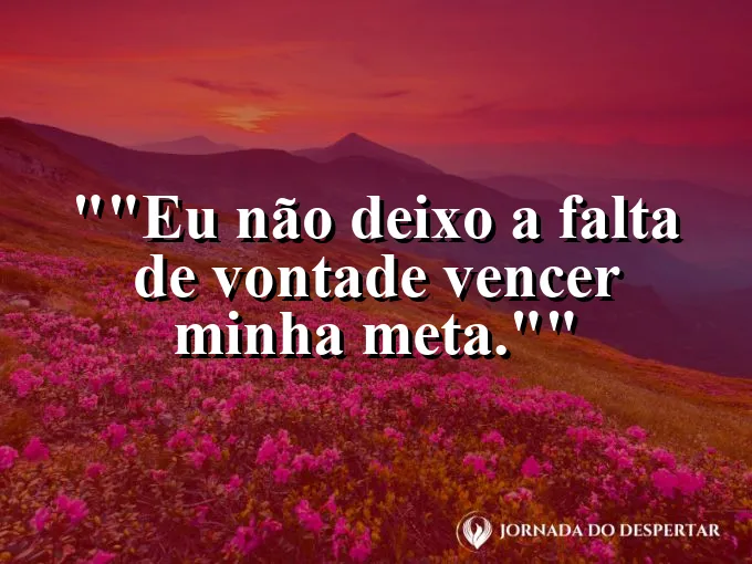 Frase para status: "Eu não deixo a falta de vontade vencer minha meta."