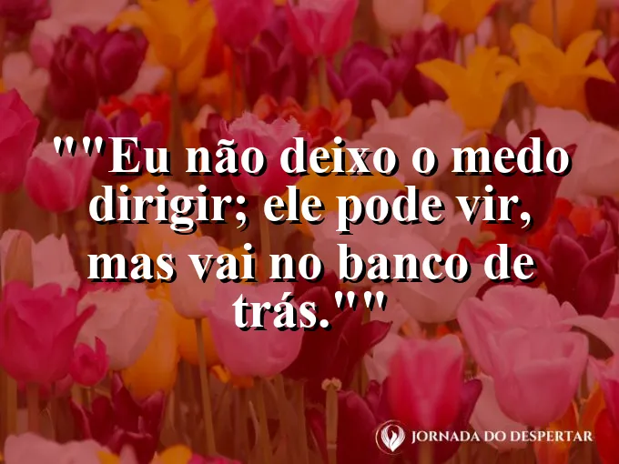 Frase motivacional para status: "Eu não deixo o medo dirigir; ele pode vir, mas vai no banco de trás."