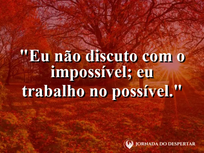 Frase motivacional: eu não discuto com o impossível; eu trabalho no possível.
