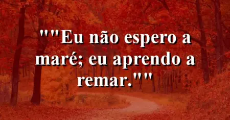 “Eu não espero a maré; eu aprendo a remar.”