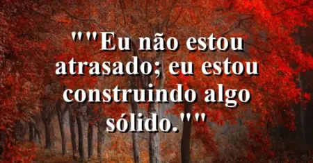 “Eu não estou atrasado; eu estou construindo algo sólido.”