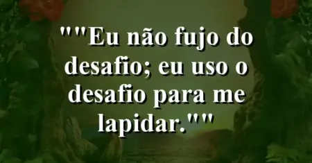“Eu não fujo do desafio; eu uso o desafio para me lapidar.”