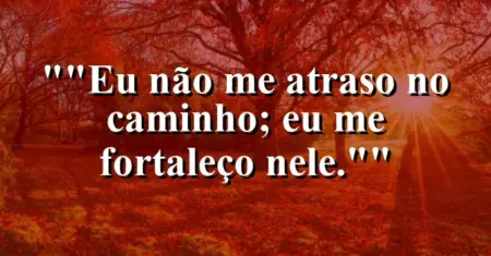 “Eu não me atraso no caminho; eu me fortaleço nele.”