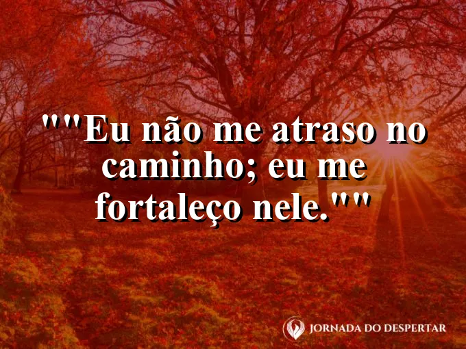 Frase motivacional para status: "Eu não me atraso no caminho; eu me fortaleço nele."