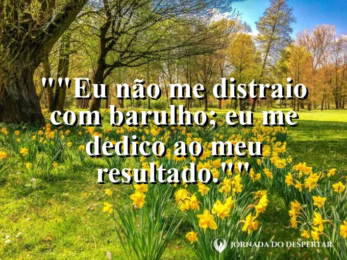 Frase para status: "Eu não me distraio com barulho; eu me dedico ao meu resultado."