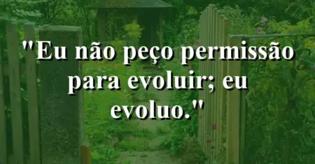 Eu não peço permissão para evoluir; eu evoluo.