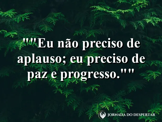 Frase para status: "Eu não preciso de aplauso; eu preciso de paz e progresso."