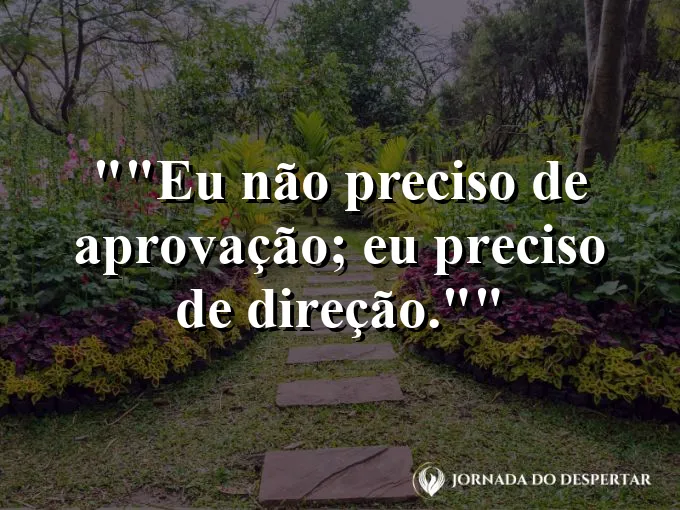 Frase motivacional para status: "Eu não preciso de aprovação; eu preciso de direção."