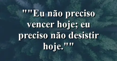 “Eu não preciso vencer hoje; eu preciso não desistir hoje.”