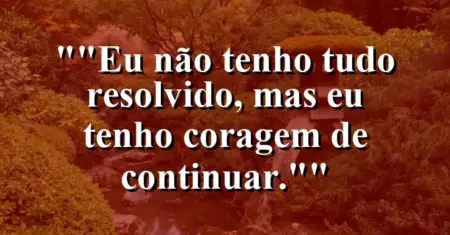 “Eu não tenho tudo resolvido, mas eu tenho coragem de continuar.”