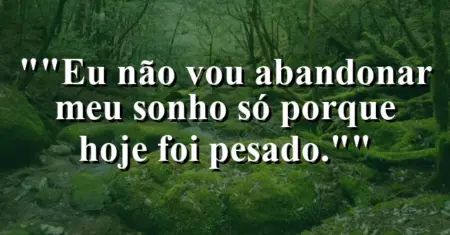 “Eu não vou abandonar meu sonho só porque hoje foi pesado.”