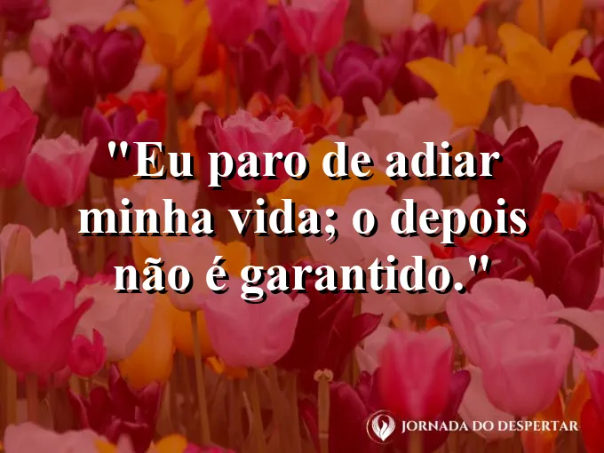 Frase para status: eu paro de adiar minha vida; o “depois” não é garantido.