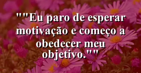 “Eu paro de esperar motivação e começo a obedecer meu objetivo.”