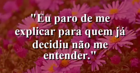 Eu paro de me explicar para quem já decidiu não me entender.