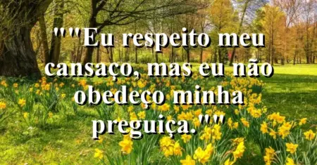 “Eu respeito meu cansaço, mas eu não obedeço minha preguiça.”