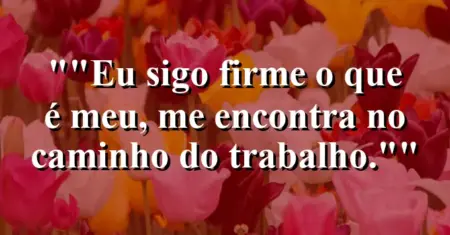 “Eu sigo firme: o que é meu, me encontra no caminho do trabalho.”