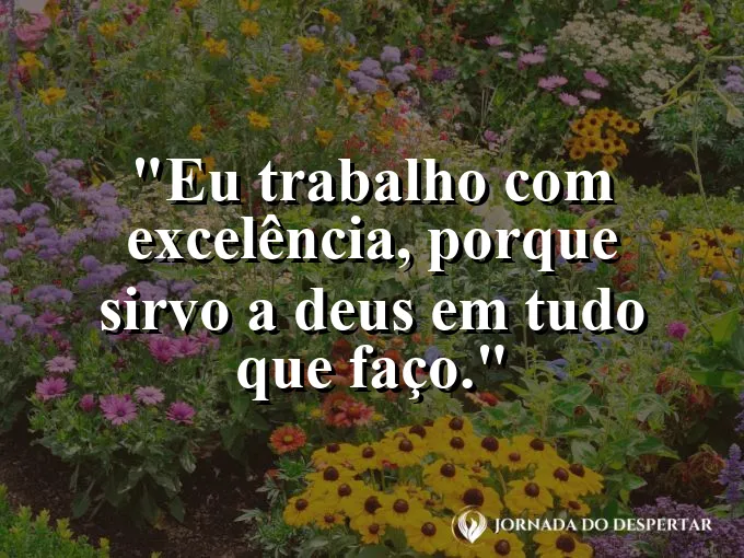 Imagem com a frase: Eu trabalho com excelência, porque sirvo a Deus em tudo que faço.