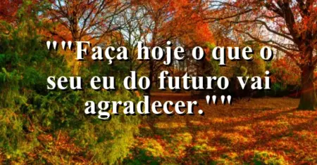 “Faça hoje o que o seu ‘eu’ do futuro vai agradecer.”