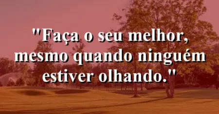 Faça o seu melhor, mesmo quando ninguém estiver olhando.