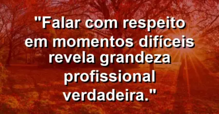 “Falar com respeito em momentos difíceis revela grandeza profissional verdadeira.”